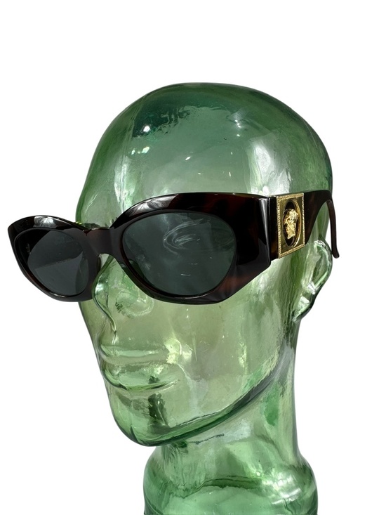 Vintage GIANNI VERSACE 420/C Medusa Tortoise Gold Medusa Sunglasses 90s